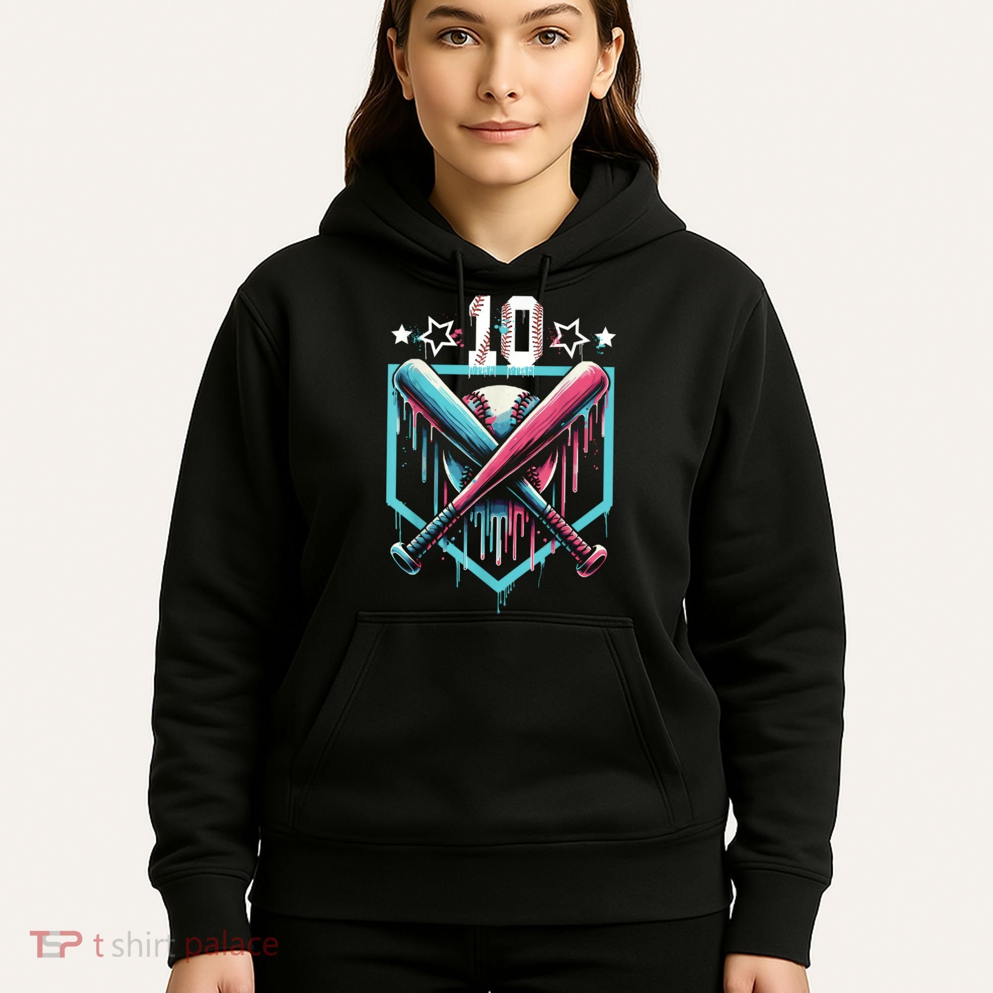 Baseball Drip 10th Birthday Boy Number 10 10 Year Old  Hoodie