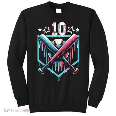 Baseball Drip 10th Birthday Boy Number 10 10 Year Old  Sweatshirt
