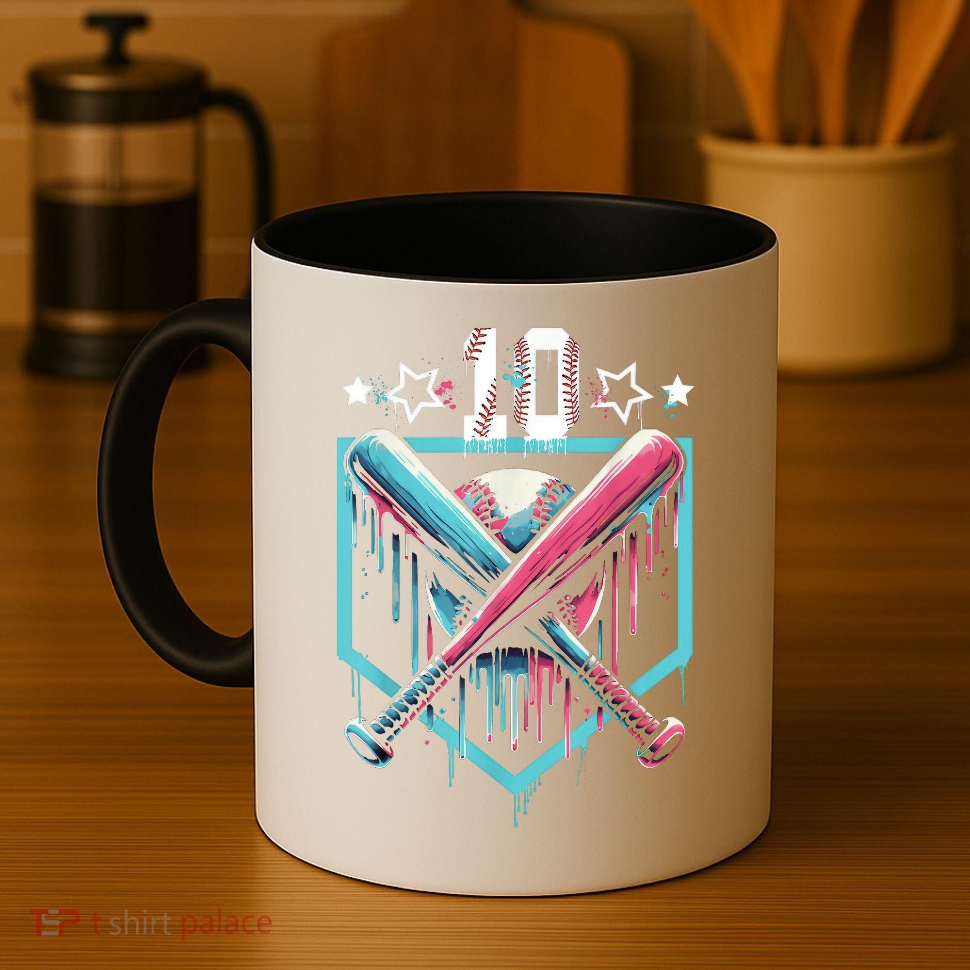 Baseball Drip 10th Birthday Boy Number 10 10 Year Old  Coffee Mug