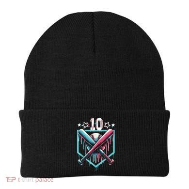 Baseball Drip 10th Birthday Boy Number 10 10 Year Old  Beanie