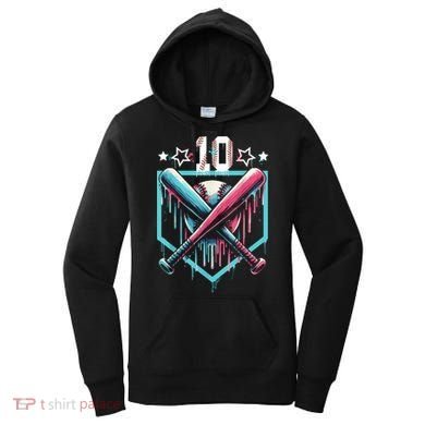 Baseball Drip 10th Birthday Boy Number 10 10 Year Old  Women's Hoodie