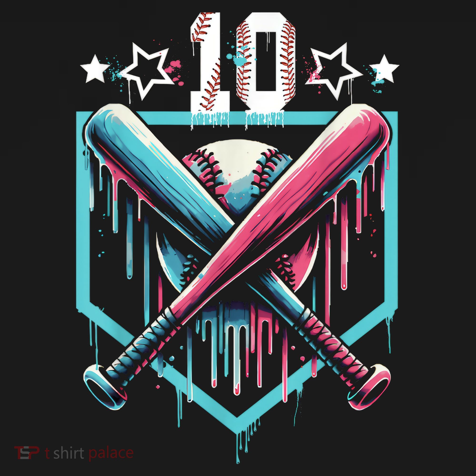 Baseball Drip 10th Birthday Boy Number 10 10 Year Old  Women's Tank Top