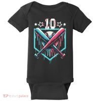 Baseball Drip 10th Birthday Boy Number 10 10 Year Old  Baby Bodysuit thumb 0