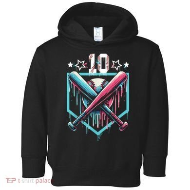 Baseball Drip 10th Birthday Boy Number 10 10 Year Old  Toddler Hoodie