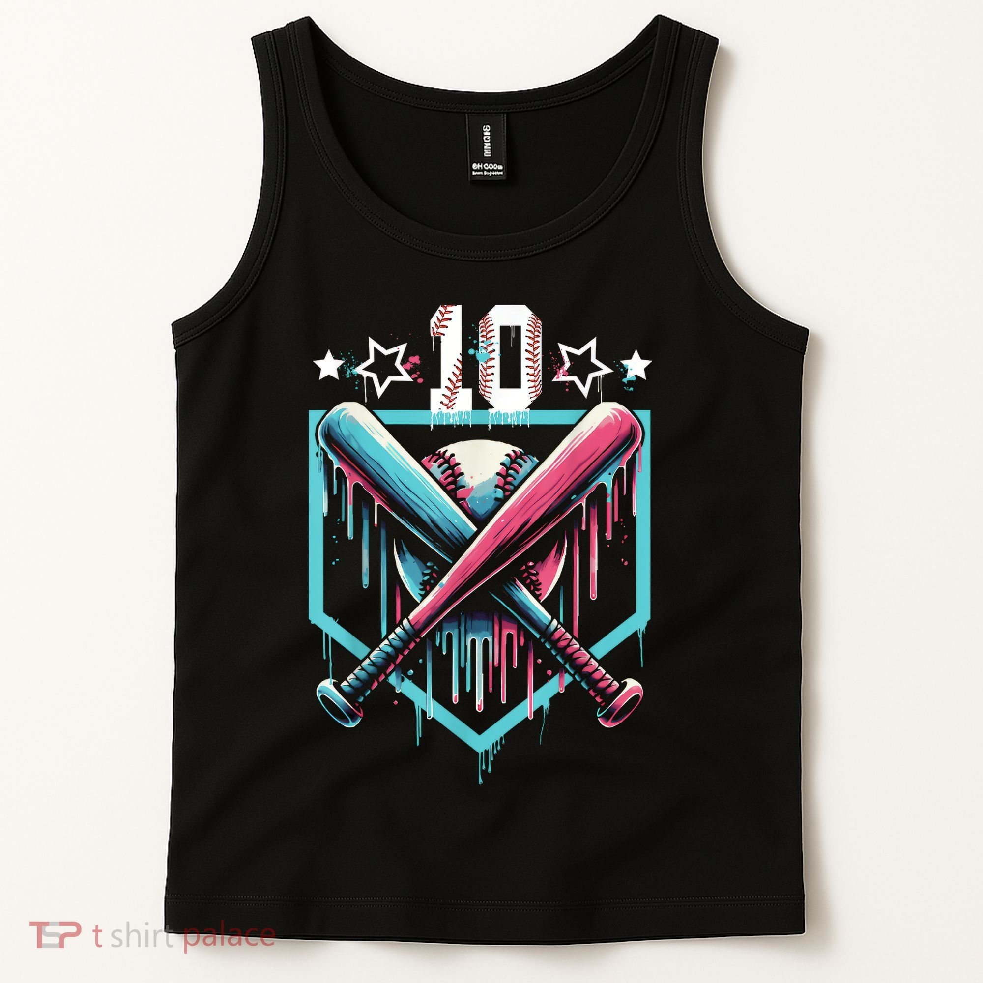Baseball Drip 10th Birthday Boy Number 10 10 Year Old  Tank Top