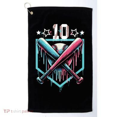 Baseball Drip 10th Birthday Boy Number 10 10 Year Old  Golf Towel