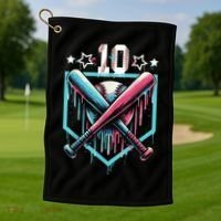 Baseball Drip 10th Birthday Boy Number 10 10 Year Old  Golf Towel thumb 1