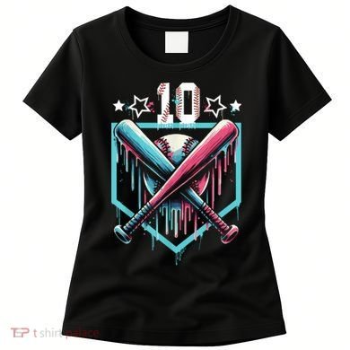 Baseball Drip 10th Birthday Boy Number 10 10 Year Old  Women's T-Shirt