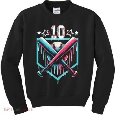 Baseball Drip 10th Birthday Boy Number 10 10 Year Old  Kids Sweatshirt