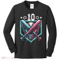 Baseball Drip 10th Birthday Boy Number 10 10 Year Old  Kids Long Sleeve Shirt thumb 0