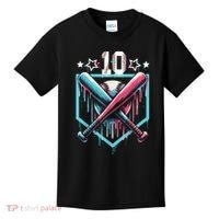 Baseball Drip 10th Birthday Boy Number 10 10 Year Old  Kids T-Shirt thumb 0