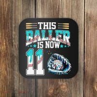 Baseball Drip 11th Birthday Party Sport Fan 11 Years Old Coaster thumb 0