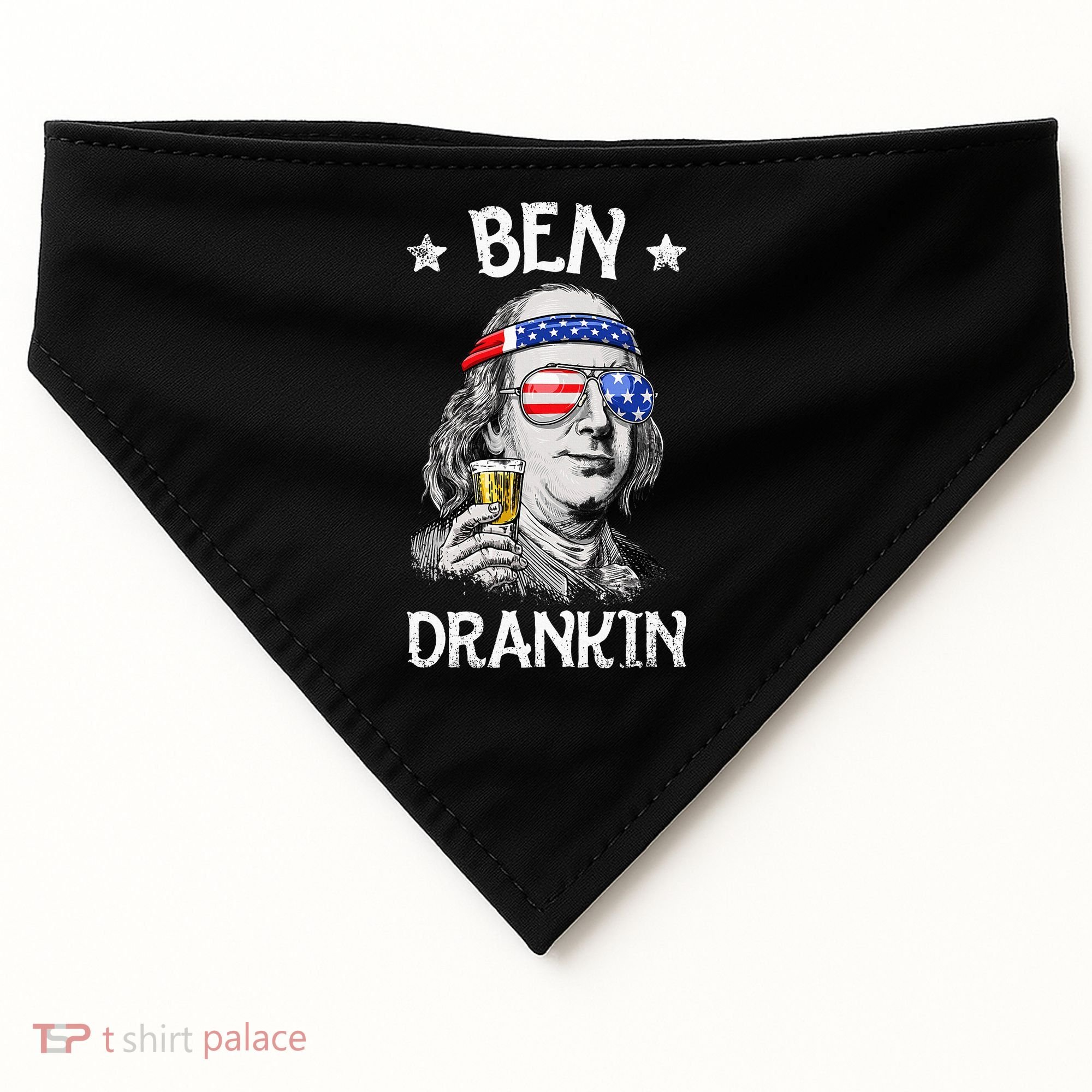Ben Drankin 4th Of July Benjamin Franklin Usa Flag USA-Made Doggie Bandana