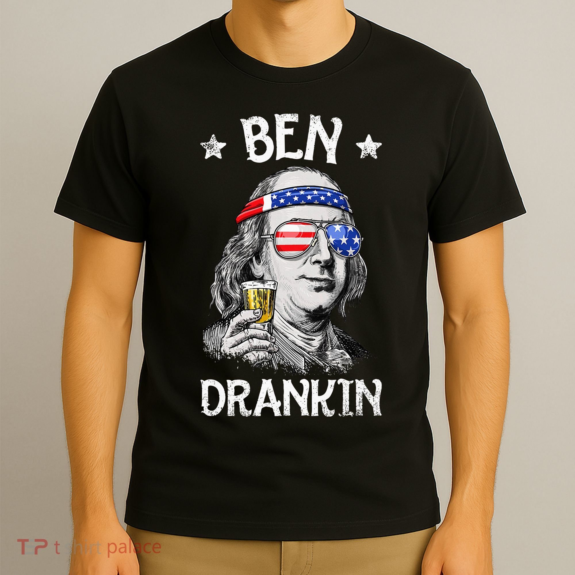 Ben Drankin 4th Of July Benjamin Franklin Usa Flag T-Shirt