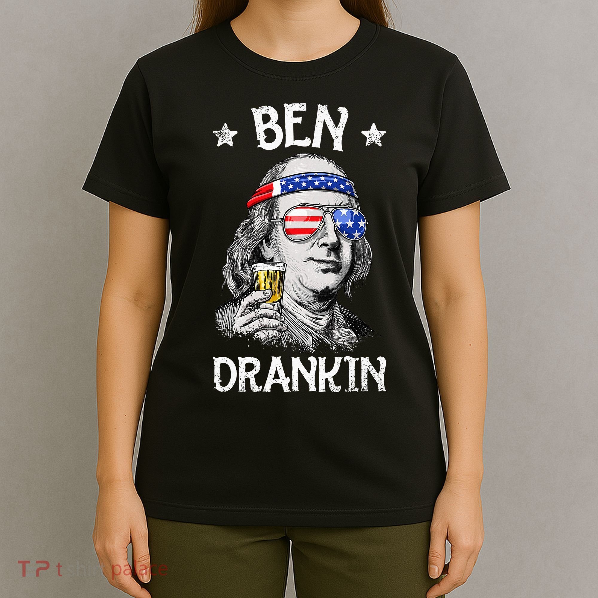 Ben Drankin 4th Of July Benjamin Franklin Usa Flag T-Shirt