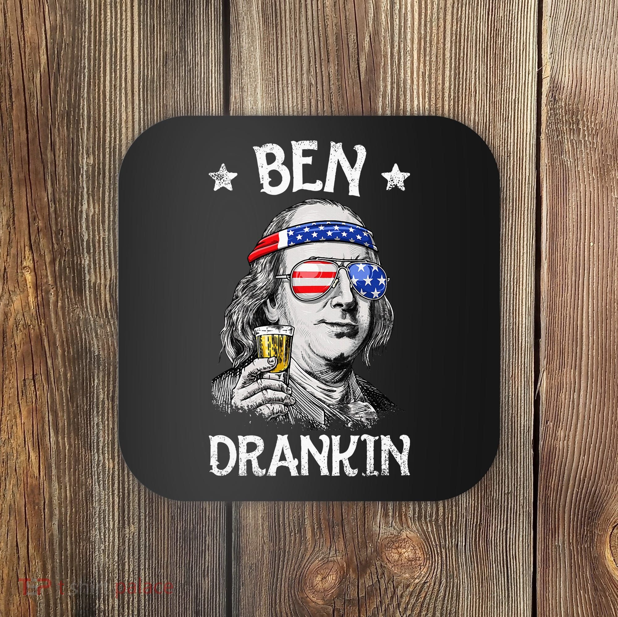 Ben Drankin 4th Of July Benjamin Franklin Usa Flag Coaster