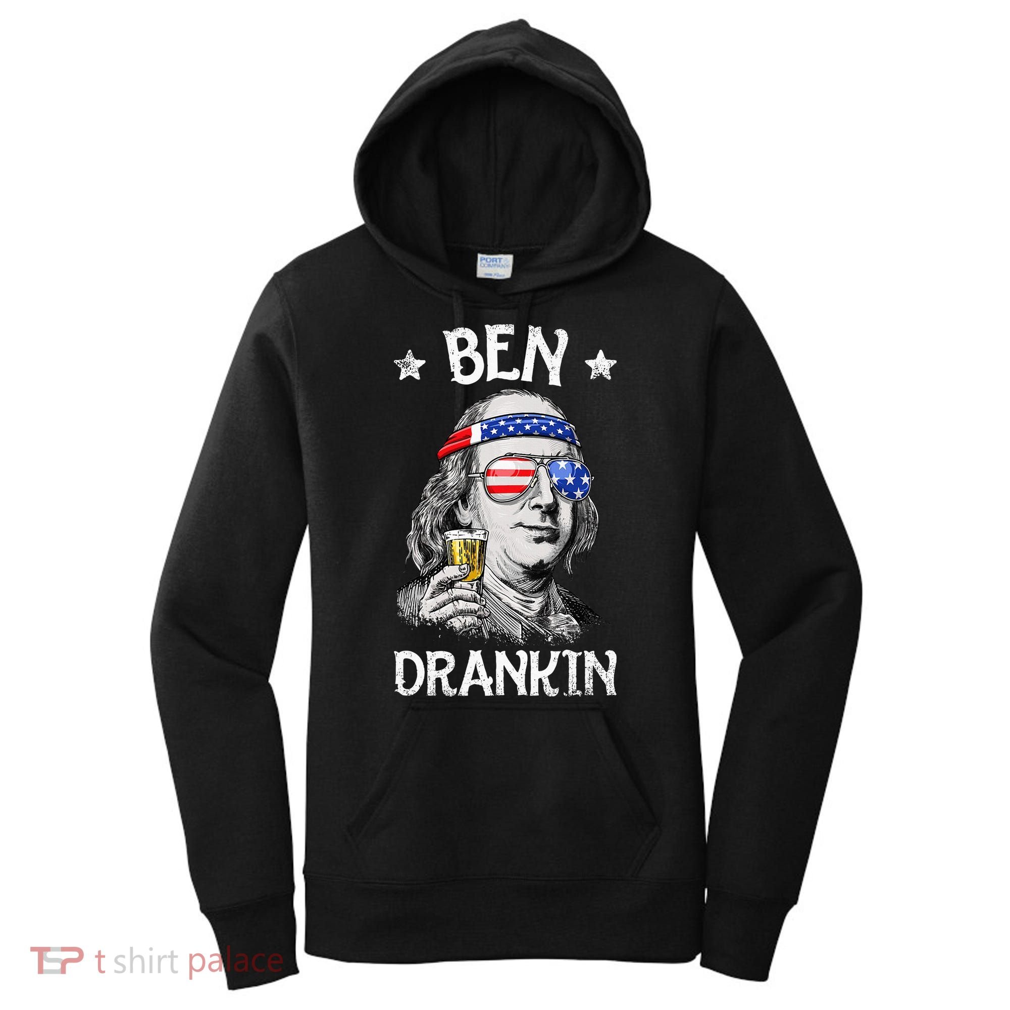Ben Drankin 4th Of July Benjamin Franklin Usa Flag Women's Hoodie
