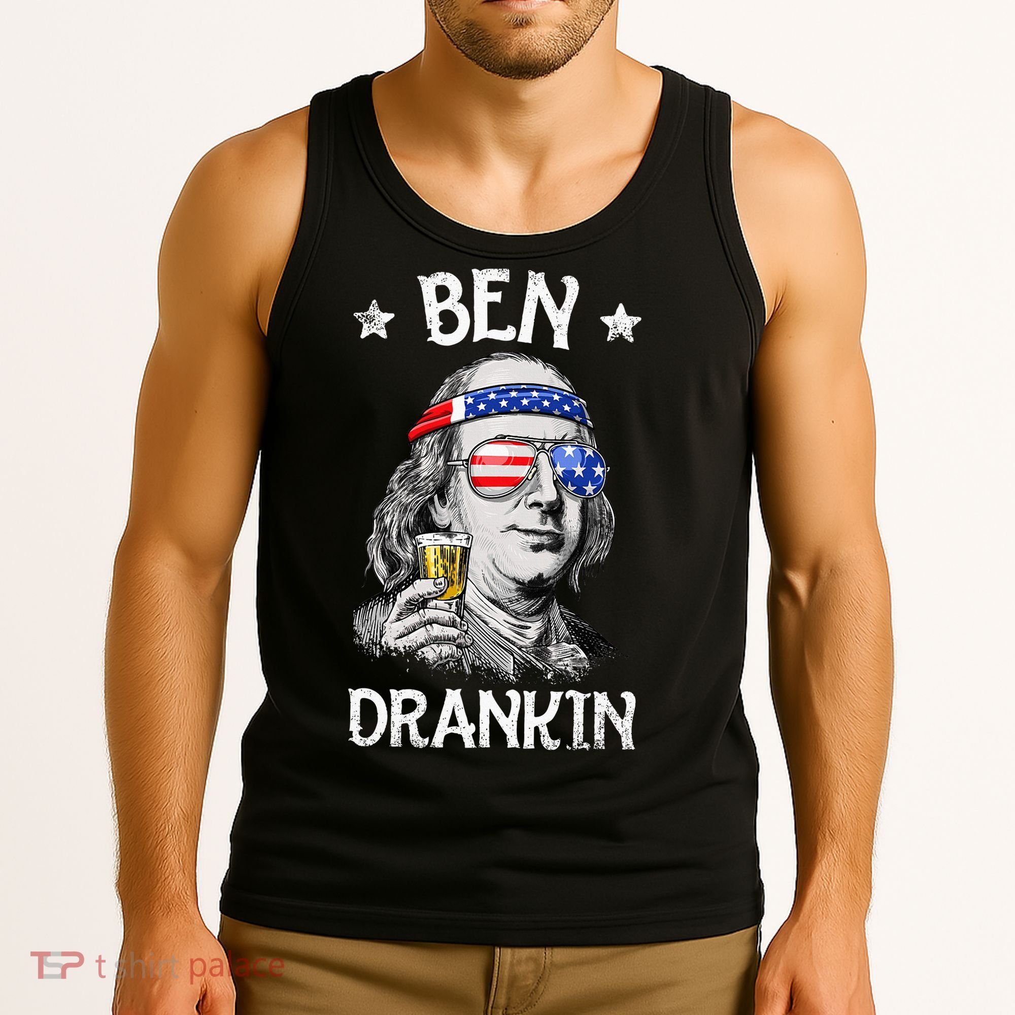 Ben Drankin 4th Of July Benjamin Franklin Usa Flag Tank Top