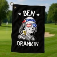 Ben Drankin 4th Of July Benjamin Franklin Usa Flag Golf Towel thumb 1
