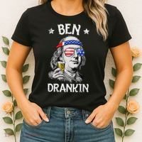 Ben Drankin 4th Of July Benjamin Franklin Usa Flag Women's T-Shirt thumb 2