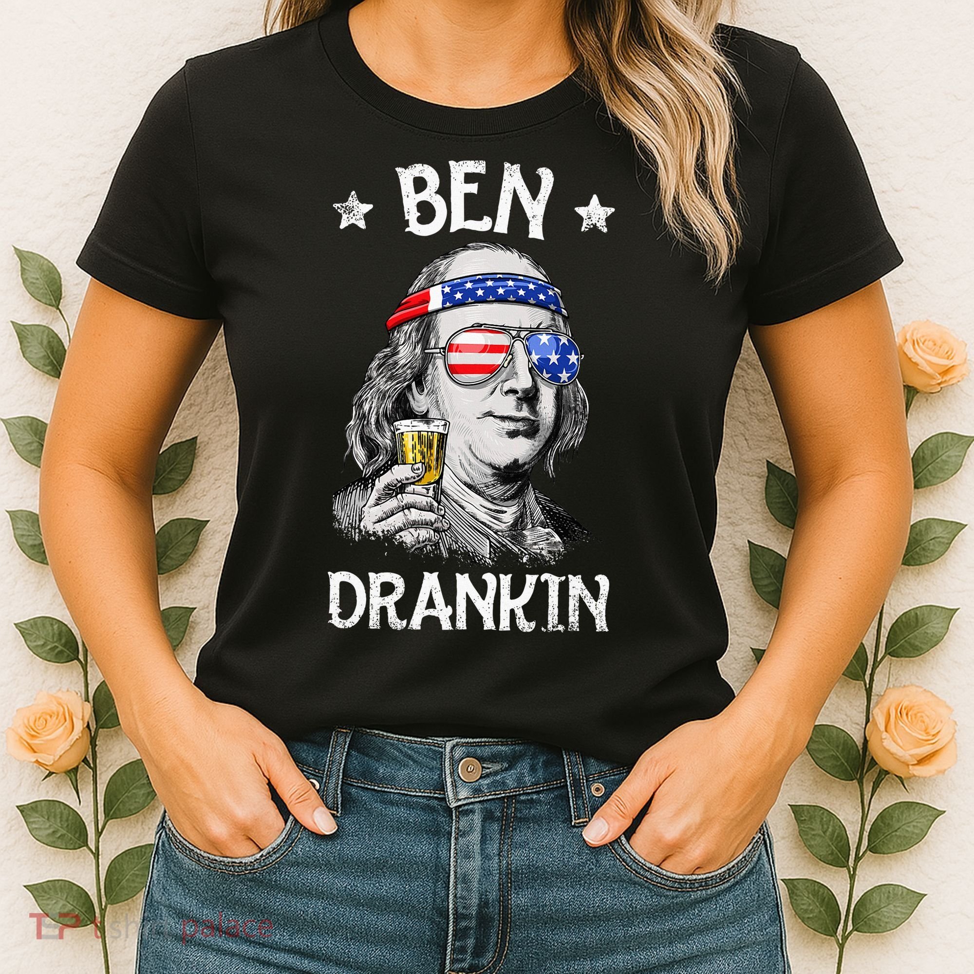 Ben Drankin 4th Of July Benjamin Franklin Usa Flag Women's T-Shirt