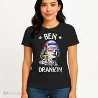 Ben Drankin 4th Of July Benjamin Franklin Usa Flag Women's T-Shirt thumb 4