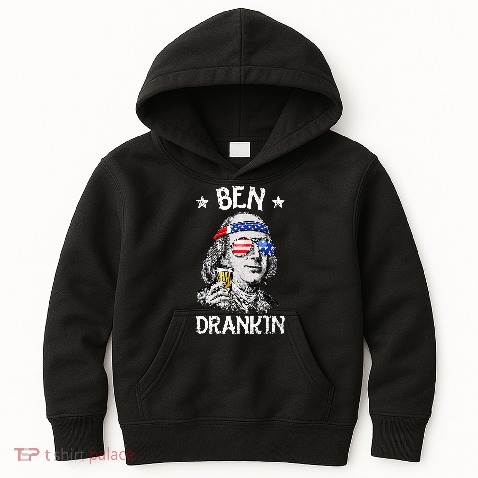 Ben Drankin 4th Of July Benjamin Franklin Usa Flag Kids Hoodie