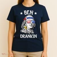 Ben Drankin 4th Of July Benjamin Franklin Men Women USA Flag T-Shirt thumb 4