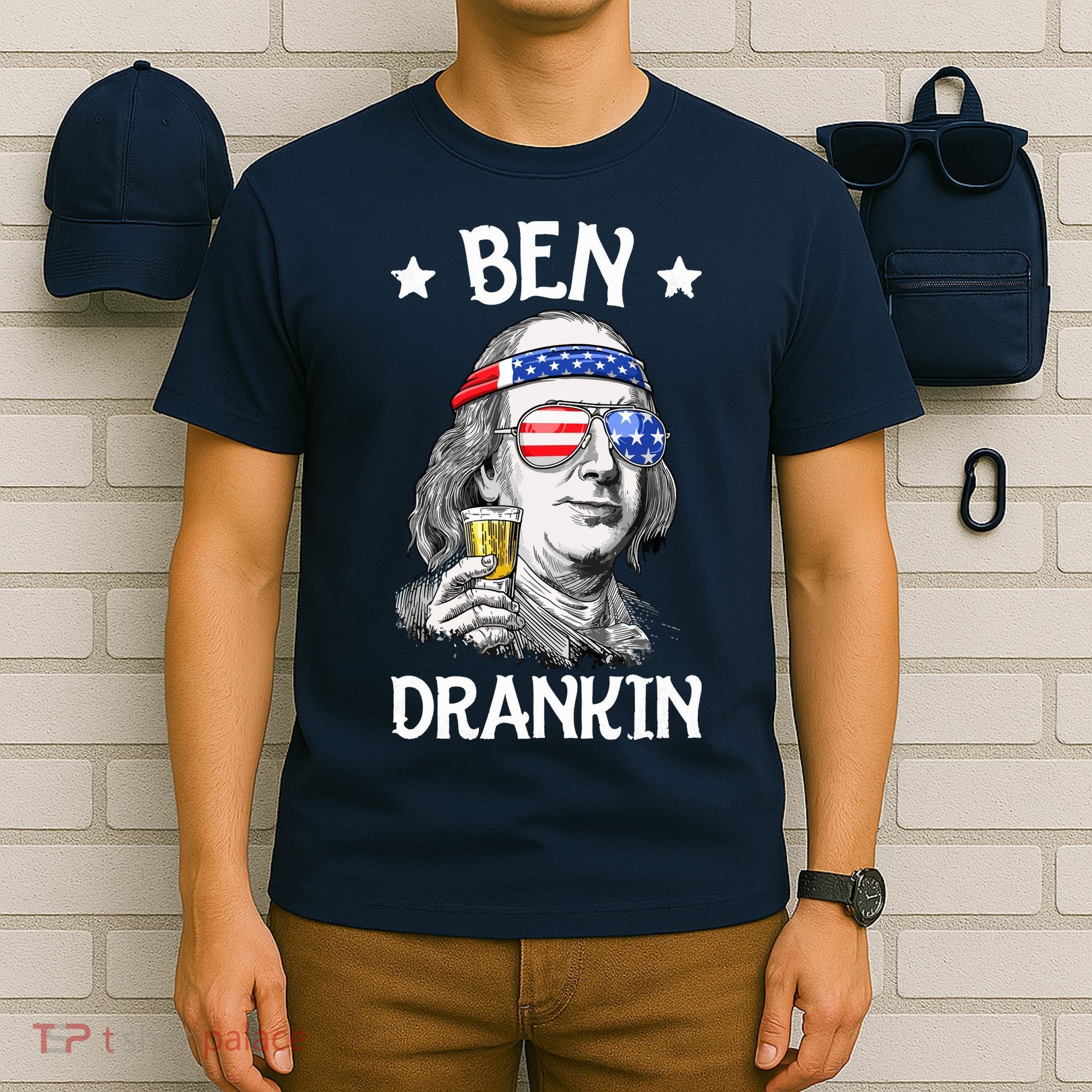 Ben Drankin 4th Of July Benjamin Franklin Men Women USA Flag T-Shirt