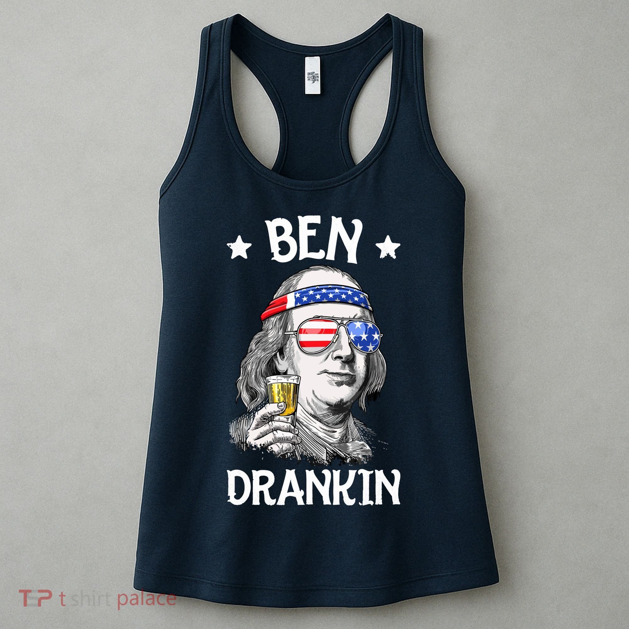 Ben Drankin 4th Of July Benjamin Franklin Men Women USA Flag Women's Tank Top