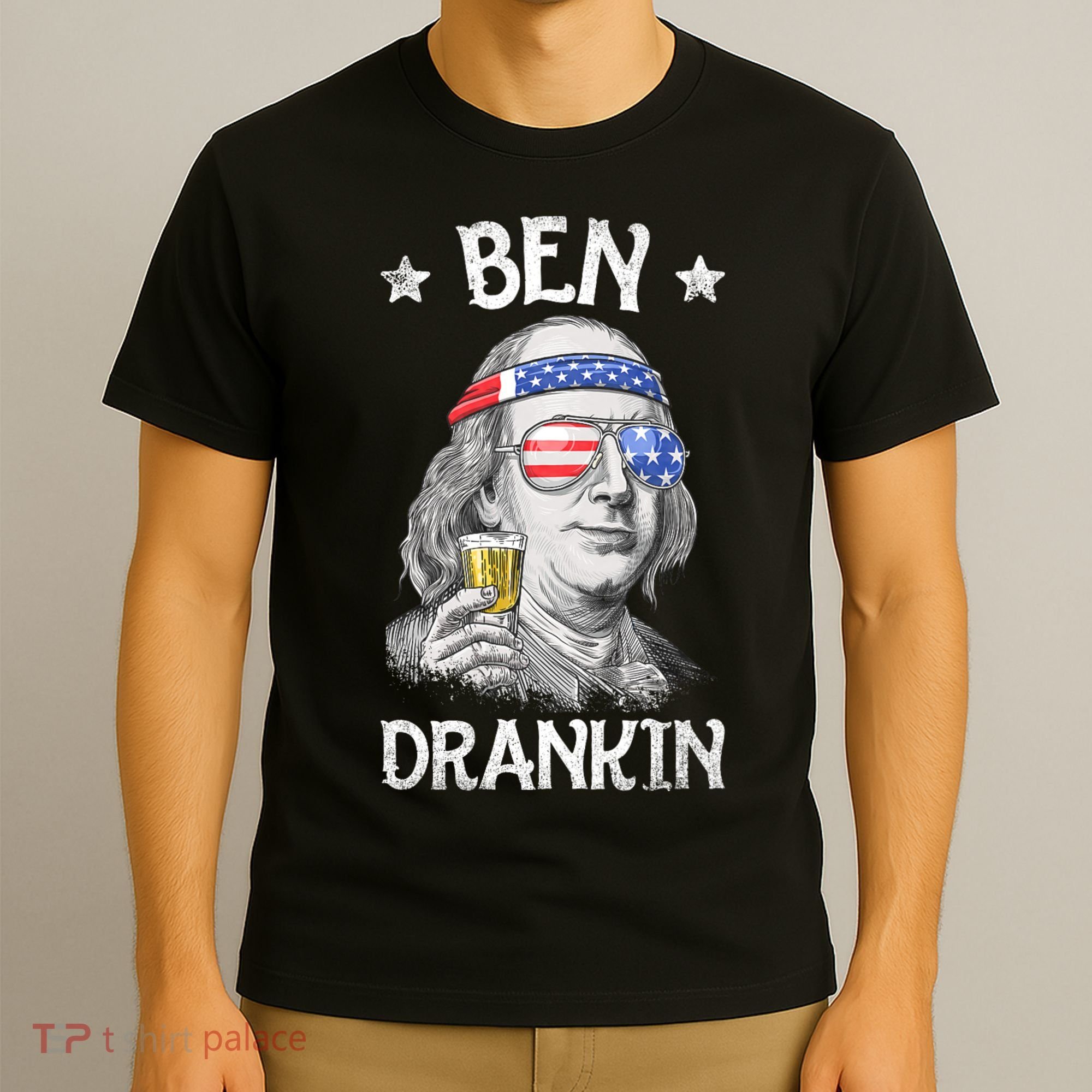 Ben Drankin 4th Of July Benjamin Franklin Usa Flag T-Shirt