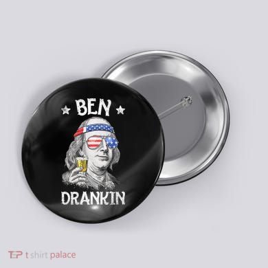 Ben Drankin 4th Of July Benjamin Franklin Usa Flag Button