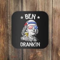 Ben Drankin 4th Of July Benjamin Franklin Usa Flag Coaster thumb 0