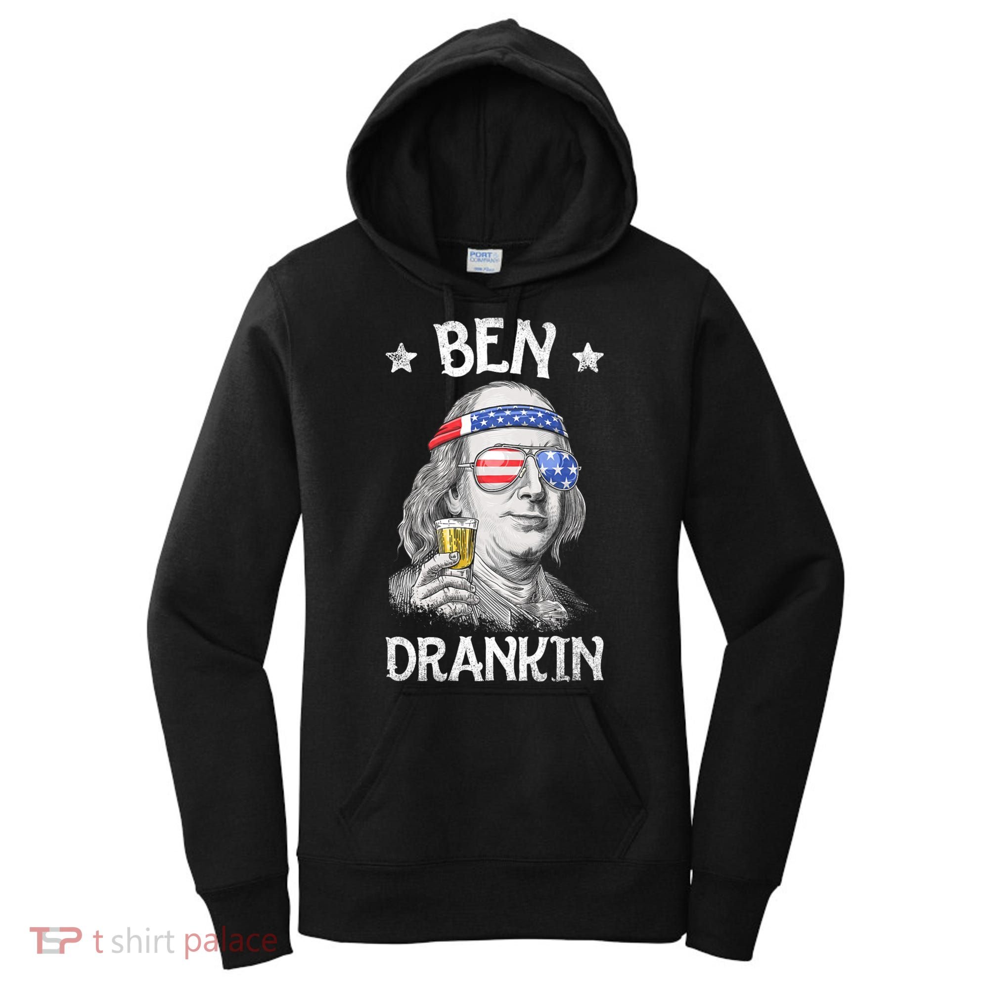 Ben Drankin 4th Of July Benjamin Franklin Usa Flag Women's Hoodie
