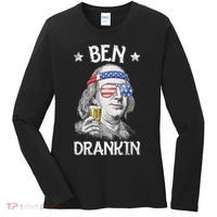 Ben Drankin 4th Of July Benjamin Franklin Usa Flag Women's Long Sleeve Shirt thumb 0