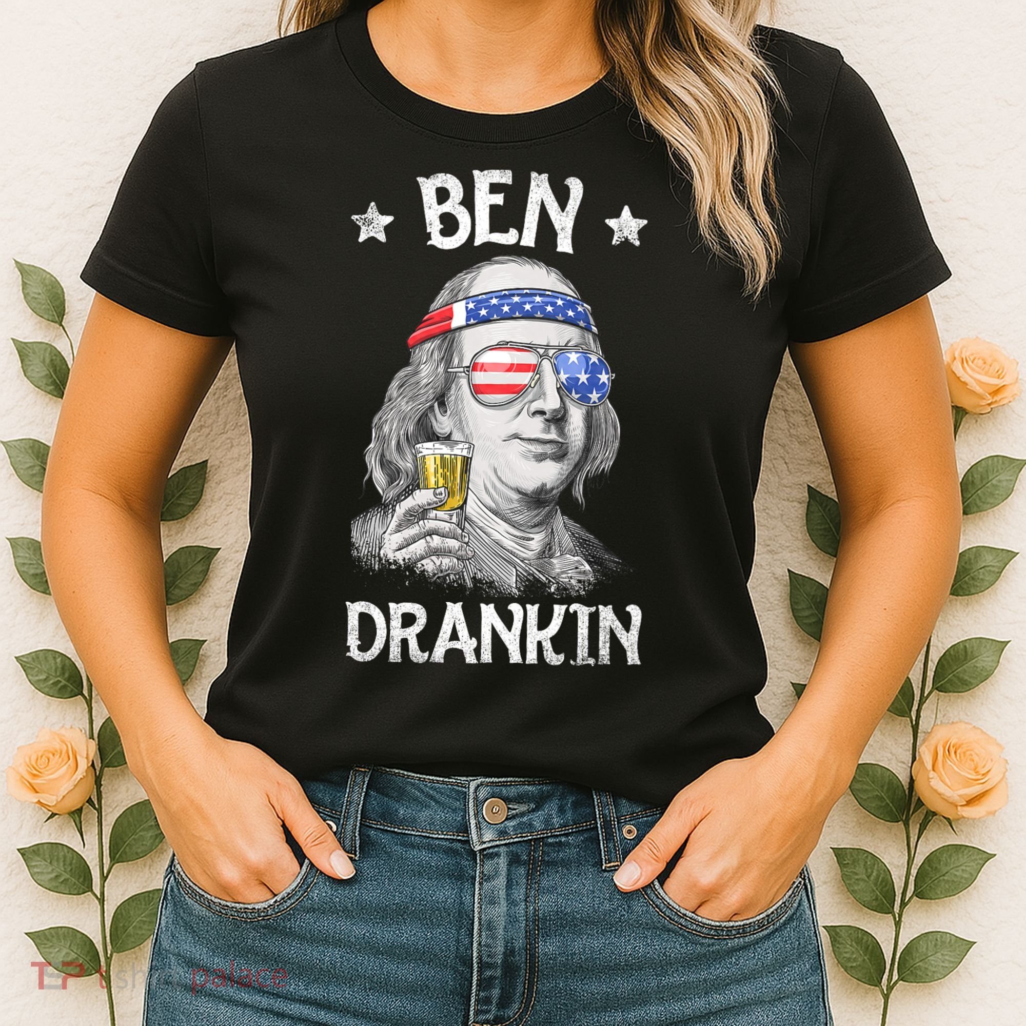 Ben Drankin 4th Of July Benjamin Franklin Usa Flag Women's T-Shirt