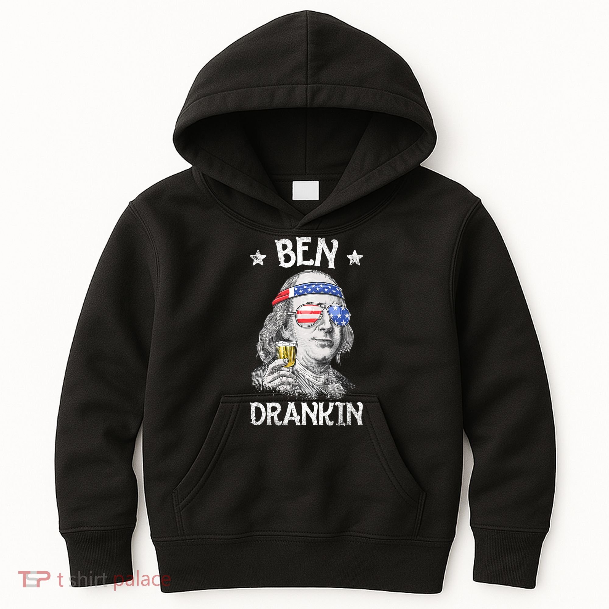 Ben Drankin 4th Of July Benjamin Franklin Usa Flag Kids Hoodie