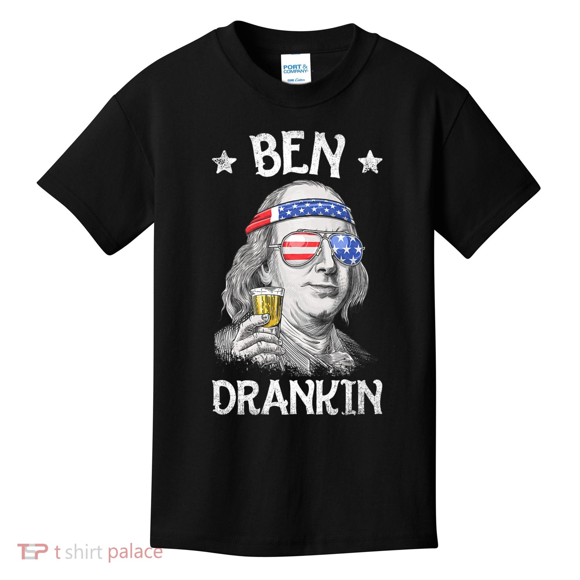 Ben Drankin 4th Of July Benjamin Franklin Usa Flag Kids T-Shirt