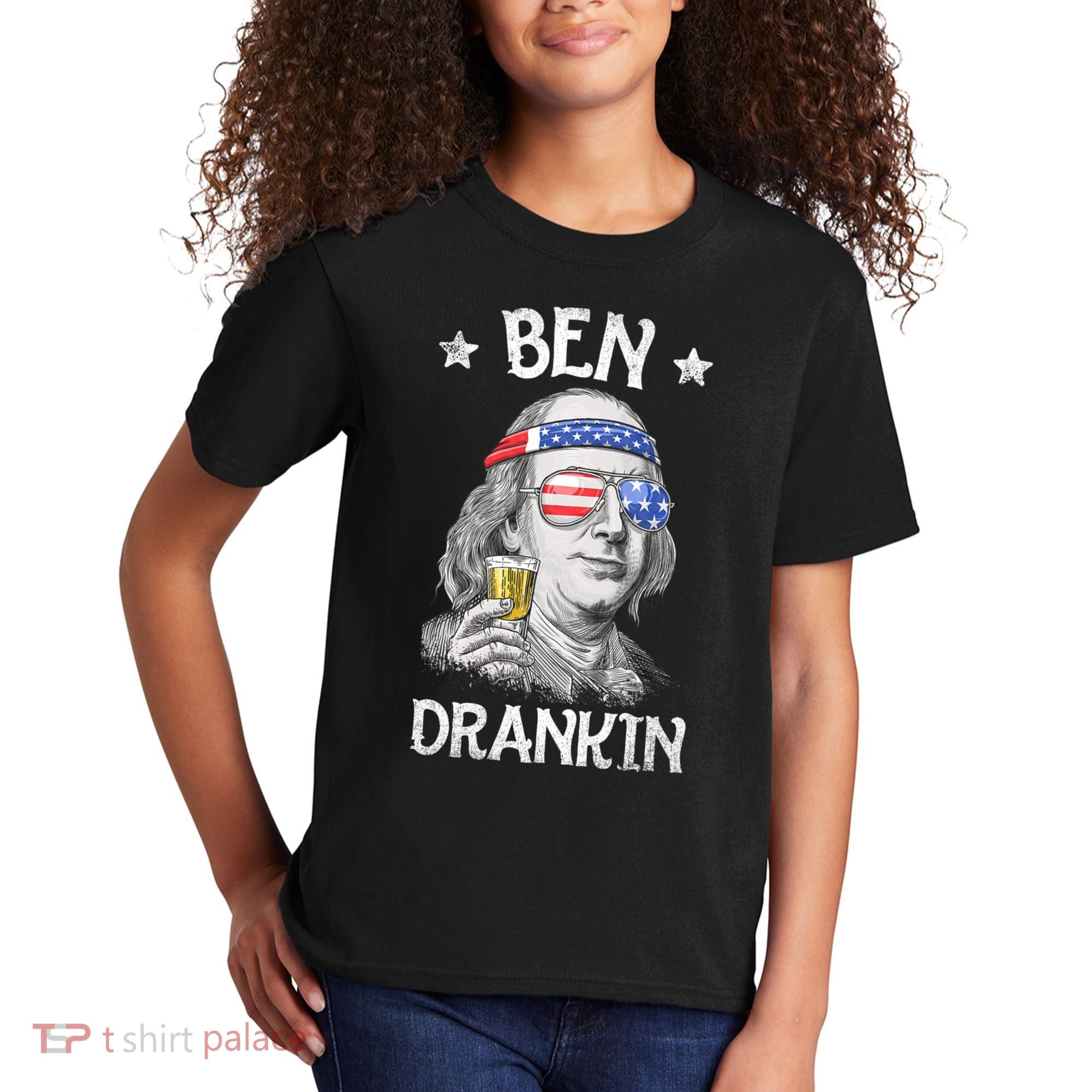 Ben Drankin 4th Of July Benjamin Franklin Usa Flag Kids T-Shirt