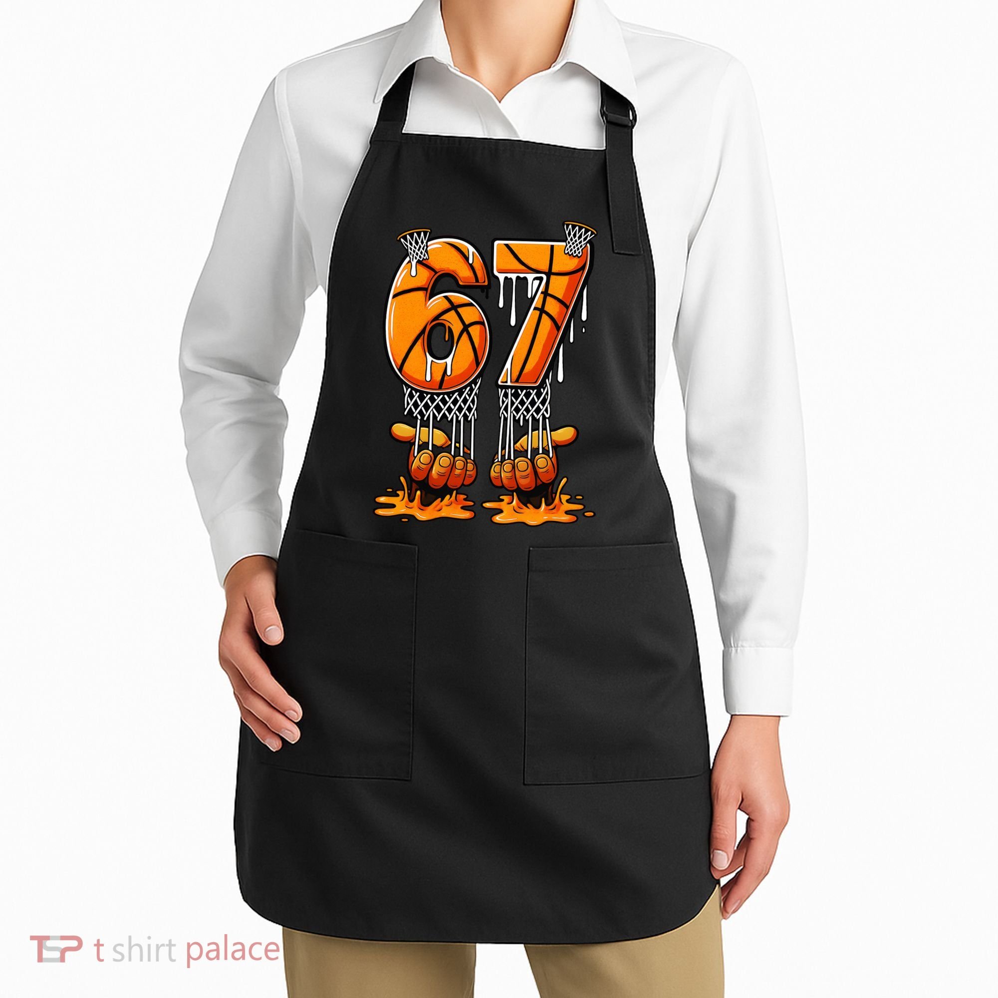 Basketball Drip 67 Six Seven Funny 6-7 Gen Alpha Meme Apron