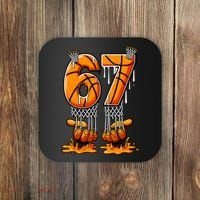 Basketball Drip 67 Six Seven Funny 6-7 Gen Alpha Meme Coaster thumb 0