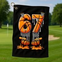 Basketball Drip 67 Six Seven Funny 6-7 Gen Alpha Meme Golf Towel thumb 1