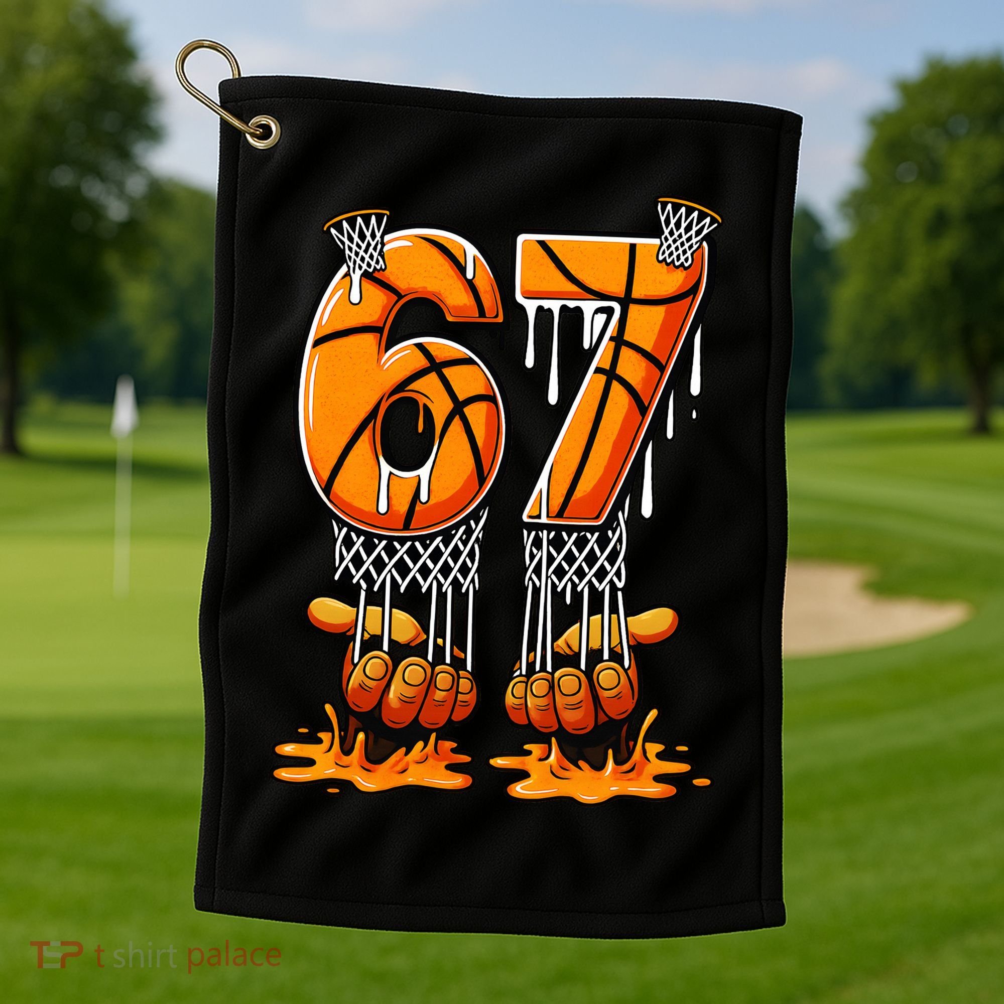 Basketball Drip 67 Six Seven Funny 6-7 Gen Alpha Meme Golf Towel