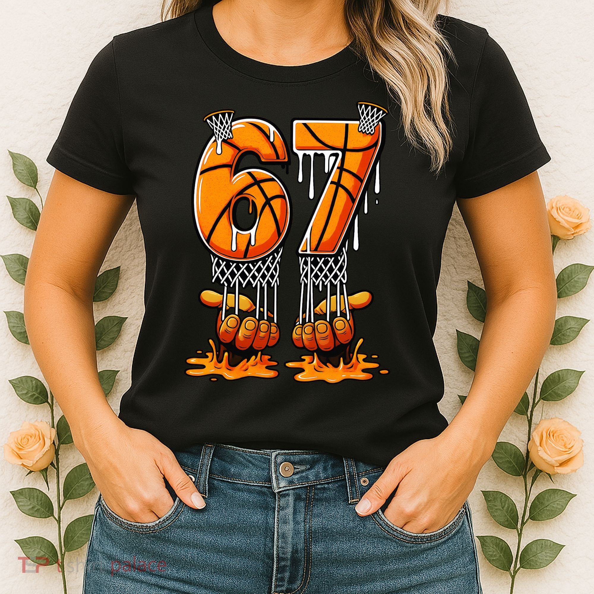 Basketball Drip 67 Six Seven Funny 6-7 Gen Alpha Meme Women's T-Shirt