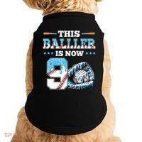 Baseball Drip 9th Birthday Party Boy Sport Fan 9 Years Old  Doggie Tank thumb 0