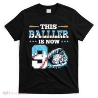 Baseball Drip 9th Birthday Party Boy Sport Fan 9 Years Old  T-Shirt thumb 0