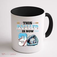 Baseball Drip 9th Birthday Party Boy Sport Fan 9 Years Old  Coffee Mug thumb 1