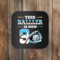 Baseball Drip 9th Birthday Party Boy Sport Fan 9 Years Old  Coaster thumb 0