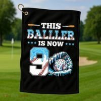 Baseball Drip 9th Birthday Party Boy Sport Fan 9 Years Old  Golf Towel thumb 1