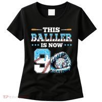 Baseball Drip 9th Birthday Party Boy Sport Fan 9 Years Old  Women's T-Shirt thumb 0